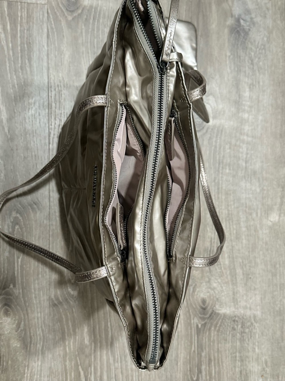 MZ Wallace Metallic Pewter Quilted Tote with Detachable Strap - Picture 8 of 8